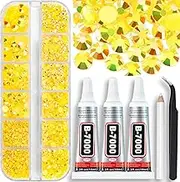 B7000 Clear Glue with Rhinestones for Crafts Clothing Fabric Shoes, 4000PCS Glue Fix Flatback Gems for Nails Face Jewelry, Mixed 2mm 3mm 4mm 5mm 6mm Diamond Gemstones Bejeweled Kit, Topaz AB