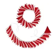 Zwiebeco 32Ft Plaid Stripe Dot Fabric Bunting Banner Triangle Flags Red White