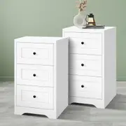 ALFORDSON 2 Bedside Table Hamptons Storage Nightstand Side Cabinet White
