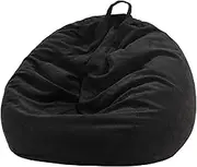 Bean Bag Cover (No Filler) - Large Plush Pet Storage Bean Bag Cover, Washable Premium Corduroy Bean Bag Cover for Adults, Kids(Black,100 * 120cm)