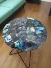 24" Round Labradorite Center Sofa Coffee Table Top Handmade Crystal Gemstone Dec