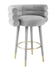 TOV Furniture Betty Grey Velvet Barstool