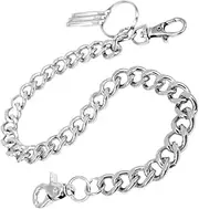 [Generic] Metal Wallet Chain, Silver Curb Link Design, 45 cm with Lobster Clasps