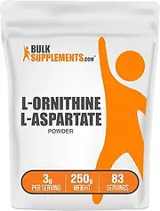 BulkSupplements.com L-Ornithine L-Aspartate Powder - Amino Acids Supplement for Liver Health - Gluten Free, 3g (3000mg) per Serving, 83 Servings (250 Grams - 8.8 oz)