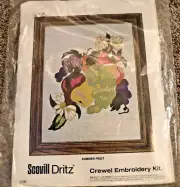 VINTAGE SCOVILL DRITZ “Summer Fruit“ CREWEL EMBROIDERY KIT-NEW 6106 11”x14”