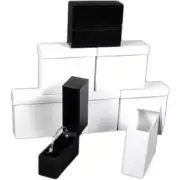 6 Bangle Bracelet Boxes Black Faux Leather Display Box