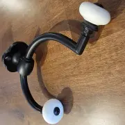 Flat Black Cast Alloy- Double Front Mount Coat Hook with Porcelain Knobs