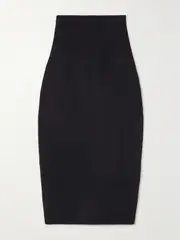 [Victoria Beckham] Victoria Beckham - Vb Body Ribbed Stretch-knit Midi Skirt - Black - UK 14 UK 14 Black