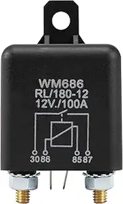 CeaHoify 12V 100Amp 4-Pin Heavy Duty ON/Off Switch Split Charge Relay for Auto Boat Van Black