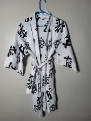 Japanese Lieben Kimono Yukata Robe Women Cotton White Blue Japan Size M NWOT