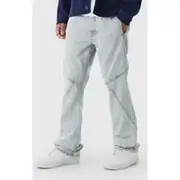 Mens Light Grey Slim Flared Panelled Jeans