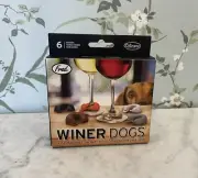 Set of 6 Silicone Fred WINER DOGS Weiner Dachshund Dog Drink Wine Glass Markers