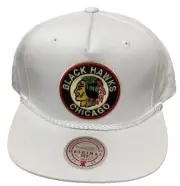 Chicago Blackhawks Snapback Rope Hat White Mitchell & Ness Original Fit OSFM