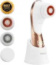 Electric Face Brush Scrubber, Rechargeable, Waterproof, 4 Heads, Deep Cleansing