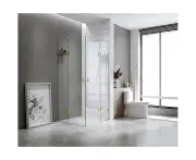 90x90cm Double Door Corner Shower with Black Brackets and SS Hinges