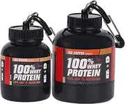 Kinoy Protein Powder and Supplement Funnel Keychain - Protein Powder Container with Durable Key-Chain Portable to-Go Container for The Gym, Workouts, Fitness, and Travel Big & Small 2pcs