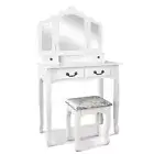 Dressing Table Stool Set Foldable Mirror White Artiss
