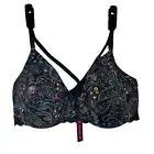 Adore Me Alexis Contour Dark Sapphire Paisley Underwired Plunge Bra Size 38DD