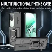 For vivo iQOO Z9s 5G, Luxury Hybrid Armor Slide Camera Cover Magnetic Ring Case