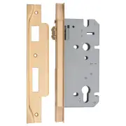 Rebated 85mm Roller Euro Mortice Locks 60mm Backset, Brushed Gold PVD