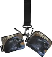 [XYMZR] Mini Zip Around Wristlet keychain Wallet Crown Crow Closeup for Women Personalized Pattern Detachable Dual Pouch Wristlet Portable Wallet Phone Coin Purse, Multi-colored, One Size