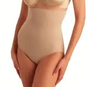 NAOMI NICOLE Unbelievable Comfortable NUDE Control Hi Waist Brief Panty Womens M