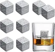 Whiskey Stones Set, 8 Pcs Chilling Stones Granite Stones for Whisky, Brandy, Men Birthday Gift (Light Gray)
