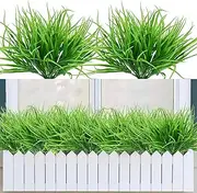 Bacucine 12 Bundles Artificial Wheat Grass Artificial Outdoor Plants UV Resistant Fake Wheat Grass Plant Plastic Shrubs for Garden Window Box Patio Porch Home Decor