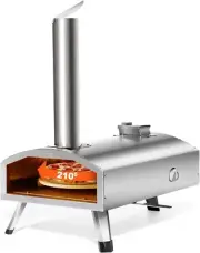 12 Inch Stainless Steel Pizza Oven Outdoor Wood Fired with Rotatable Pizza Stone