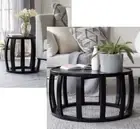 Jaya Coffee Table/ Side Table Set Round Black Modern Coffee Table Set