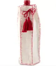 THIRSTYSTONE FELTED 100% SHEEP WOOL WHIPSTITCH WINE BAG HANDMADE IN NEPAL NEW