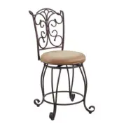 Linon Home Decor Bar Stool 24.25" High Back, Swivel, Fabric Seat Metal Bronze