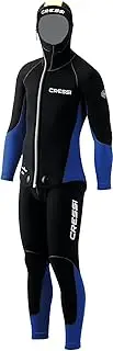 Cressi Medas Man Complete Wetsuit 5mm - Men's Diving Suit made up of Jacket with Incorporated Hood and Dungaree Pants, 5mm Neoprene Black/Blue color