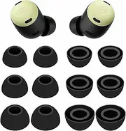[IiEXCEL] 6 Pairs Eartips Compatible with Pixel Buds Pro Ear Tips Buds, Replacement Silicone Rubber Earbuds Gel Earplug Wing Fit in Case Accessories Compatible with Google Pixel Buds Pro - S/M/L Black
