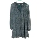 Joie Balloon Sleeve Mini Dress Green Animal Spot Size Medium NWT