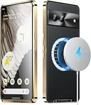 [Jarttarn] Magnetic Phone Case Compatible with Google Pixel 8A Thin Metal Frame Magnet Wireless Charging Shockproof Armor Cover for Pixel 8A 5G (Gold)