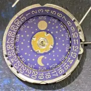 Swiss ISA 1198 Quartz Movement Watch Part with Day Date Moon Phase and 3 Hands