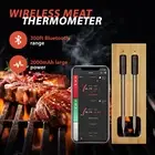 2 Probes Wireless Meat Thermometer Bluetooth Food Cooking BBQ Oven 300ft