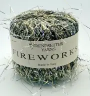 1 sk Trendsetter Yarns Fireworks Yarn Color 13 ITALY Silver Black Eyelash