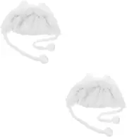 [OATIPHO] Fox Plush Hooded Hat Fluffy Hats Women's Hats & Caps Cute Animal Hats Ear Pom Hat Cute Beanie Plush Skull Caps Plush Women's Warm Hat Snow Hat Fluffy Horns Caps White Polyester