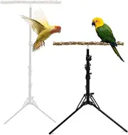 Natural Pepper Wood Parrot Perch, Adjustable Height - Indoor & Outdoor Bird Stands for Small to Medium Birds