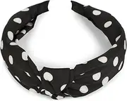styleBREAKER 04026015 Women's Retro Style Headband with Polka Dot Pattern and Knot, black-white, One size