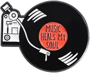 Music Heals My Soul Vinyl Record Player Turntable Lover Lover Songs 1.2" Enamel Pin Badge by Pinstant, 1.2 Inches wide, Enamel, enamel
