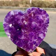 481G Natural heart-shaped Amethyst gem quartz cluster crystal sample