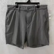 Old Navy Shorts Men's 32x8 Gray Stretch Tech Go Dry Cool Flat Front Pockets New