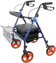 Lightweight Folding Four Wheel Rollator Walker with Padded Seat Ergonomic Handles Mobility Aid for Adult Senior Elderly Handicap Interesting