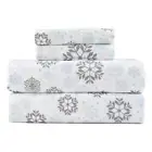 3-Piece Gray Blue Frost 100% Turkish Cotton Flannel Twin Sheet Set