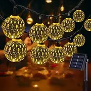ElegantWeddingReceptionParty Solar Moroccan String Lights LED Globe Fairy Lights Outdoor Waterproof 8 Lighting Modes IP65 Waterproof Ball Light Christmas W