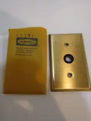 Hubble Brushed Brass Telephone Plate Cover Wallplate w 7/16 ths Bushing