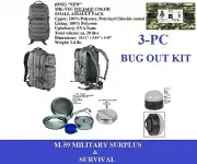 3PC. BUG OUT KIT -1 BACKPACK (FOLIAGE COLOR) -1 MESS KIT - 1 MINNIE CAMP LIGHT